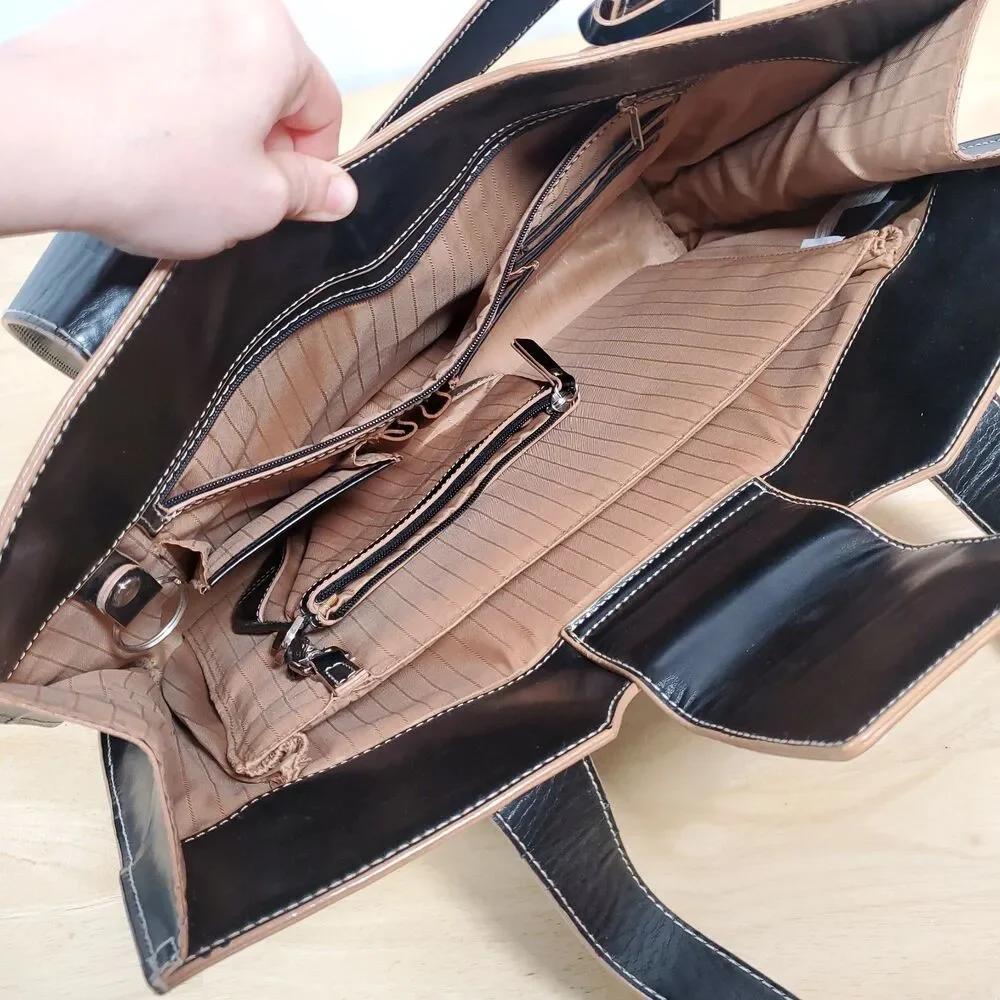 Franklin Covey Vinyl Faux Leather Organizer Laptop Bag Magnetic Double Handle